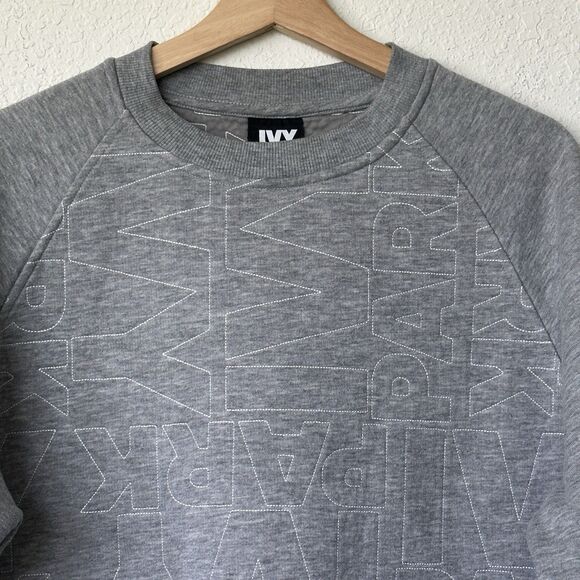 Ivy Park Sweater Womens L Gray Sweatshirt Embroidered Spell Out Athleisure - Picture 8 of 14